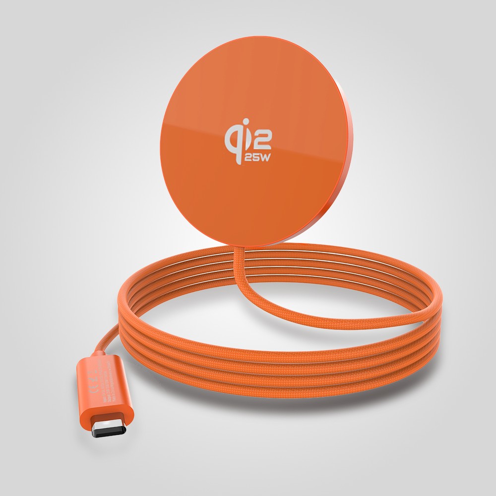 Pomarańćzowe-3Ładowarka magnetyczna do MagSafe iPhone indukcyjna Qi 15W, pomarańczowa