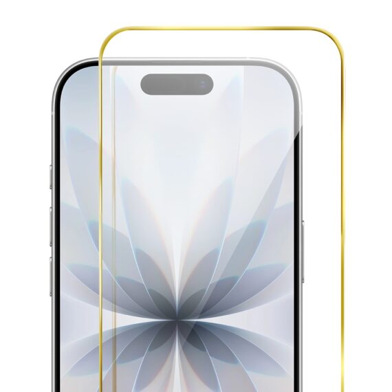 Szkło hartowane 9H do iPhone 17, twarde wzmocnione z metalizowaną złotą ramką3