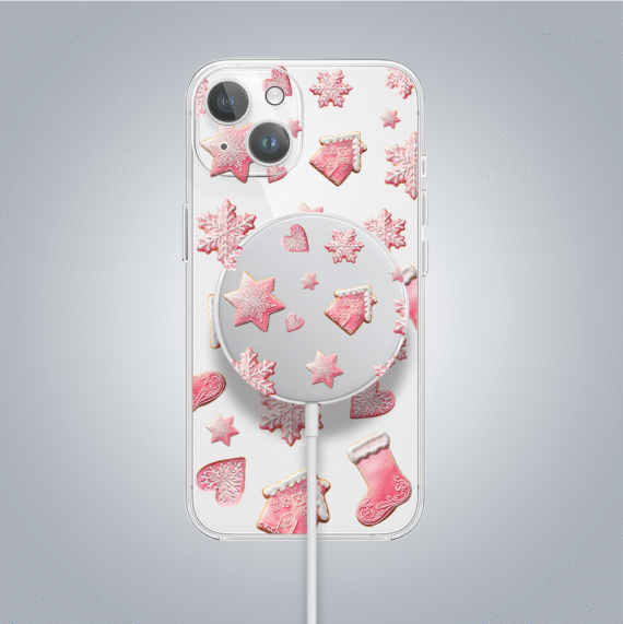 ip 14 ip 13 kopiaZestaw do iPhone 14 Plus: etui, szkło na aparat, ładowarka z osłoną, różowe pierniczki