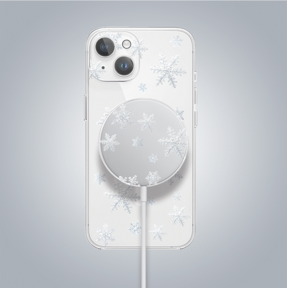 ip 14 ip 13 kopiaZestaw do iPhone 14: etui, szkło na aparat, ładowarka z osłoną, delikatne płatki śniegu