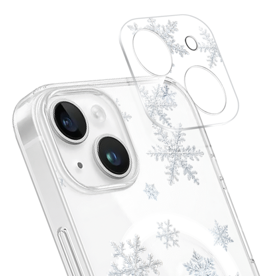 ip 14 ip 13Zestaw do iPhone 14: etui, szkło na aparat, ładowarka z osłoną, delikatne płatki śniegu