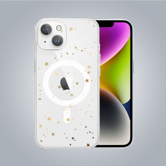 ip 14Zestaw do iPhone 14 Plus: etui, szkło na aparat, power bank, złote gwiazdki