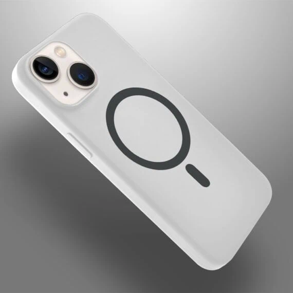 Etui do iPhone 13, silikonowe z MagSafe, mikrofibra soft touch, białe (1)