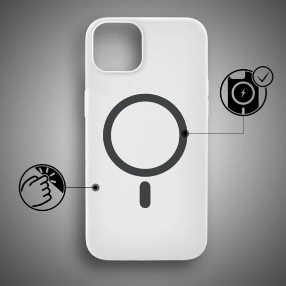 Etui do iPhone 13, silikonowe z MagSafe, mikrofibra soft touch, białe (8)