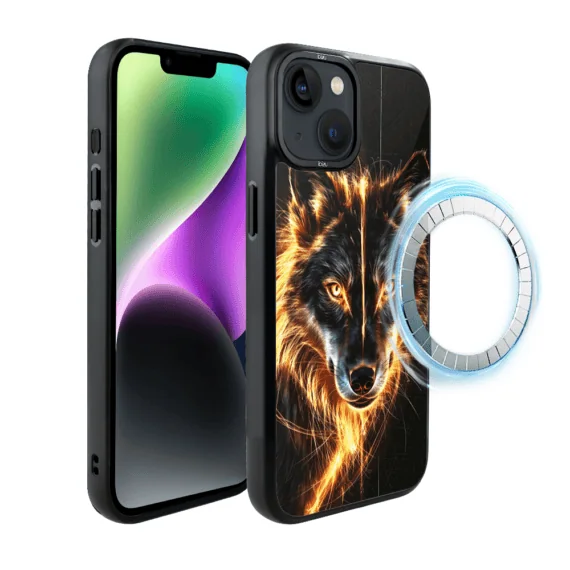 Etui do iPhone 14 IBIZU DropGuard Matt z MagSafe, Wilki, Ognisty wilk (4)
