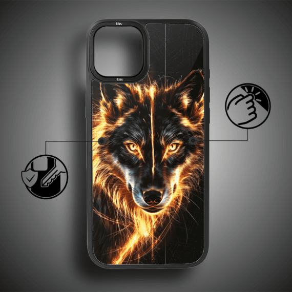 Etui do iPhone 14 IBIZU DropGuard Matt z MagSafe, Wilki, Ognisty wilk (5)