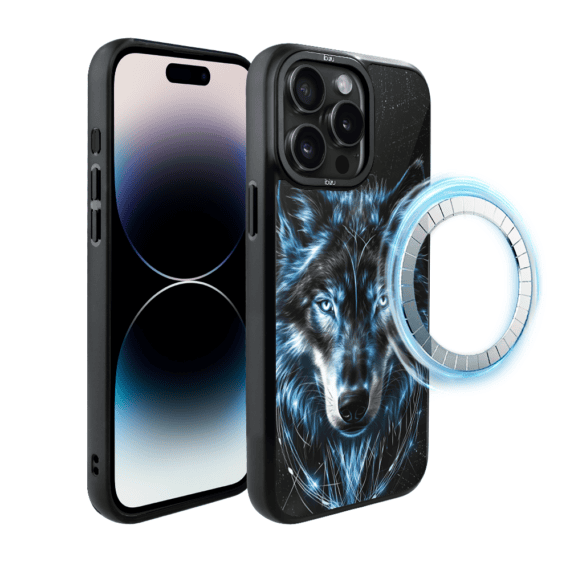 Etui do iPhone 14 Pro Max IBIZU DropGuard Matt z MagSafe, Wilki, Lodowy wilk (3)