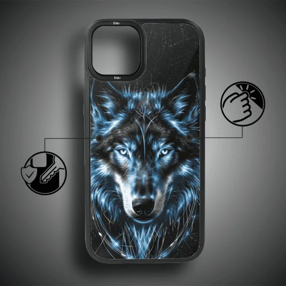 Etui do iPhone 15 IBIZU DropGuard Matt z MagSafe, Wilki, Lodowy wilk (3)