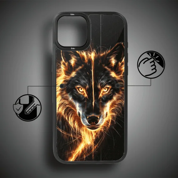 Etui do iPhone 15 IBIZU DropGuard Matt z MagSafe, Wilki, Ognisty wilk (4)