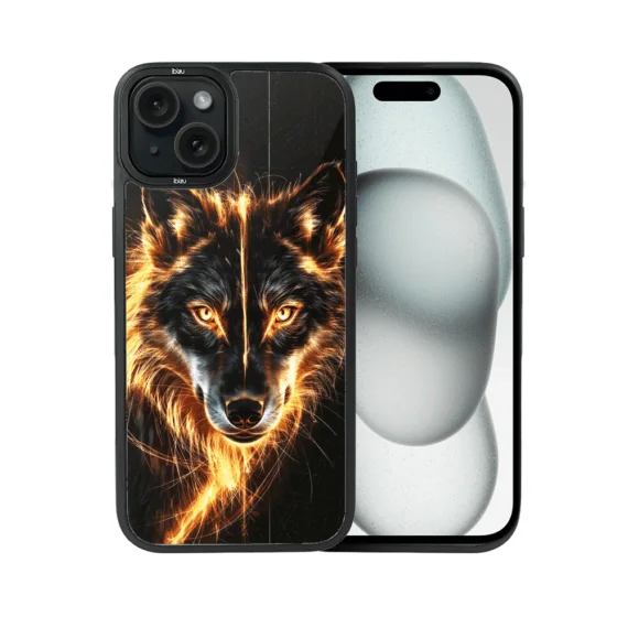 Etui do iPhone 15 IBIZU DropGuard Matt z MagSafe, Wilki, Ognisty wilk (5)