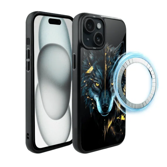Etui do iPhone 15 IBIZU DropGuard Matt z MagSafe, Wilki, Wilk mocy (2)
