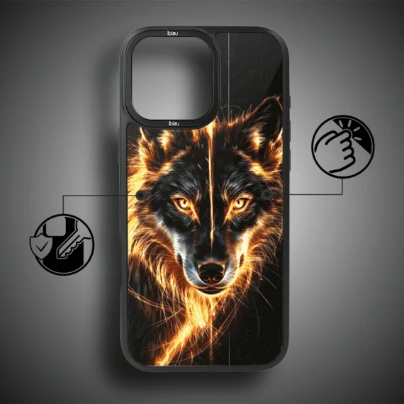 Etui do iPhone 15 Pro Max IBIZU DropGuard Matt z MagSafe, Wilki, Ognisty wilk (3)