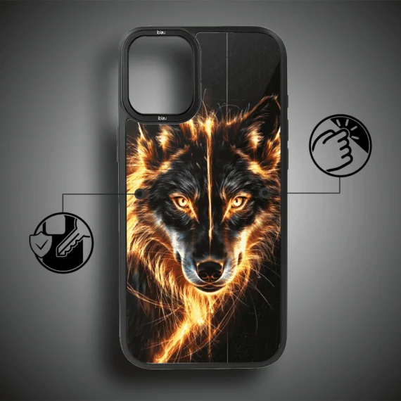 Etui do iPhone 16 IBIZU DropGuard Matt z MagSafe, Wilki, Ognisty wilk (4)