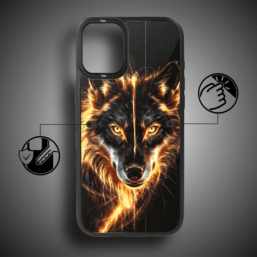 Etui do iPhone 16 IBIZU DropGuard Matt z MagSafe, Wilki, Ognisty wilk (4)