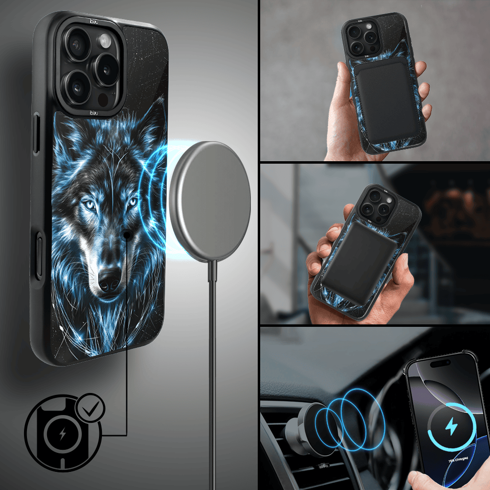 Etui do iPhone 16 Pro Max IBIZU DropGuard Matt z MagSafe, Wilki, Lodowy wilk (5)