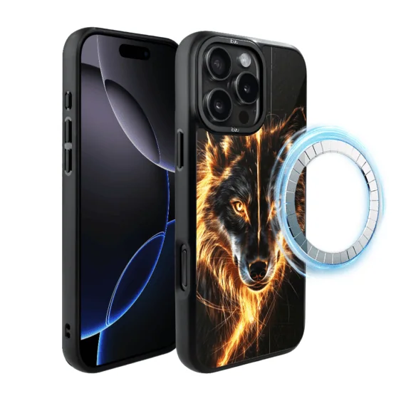 Etui do iPhone 16 Pro Max IBIZU DropGuard Matt z MagSafe, Wilki, Ognisty wilk (5)
