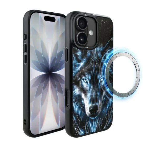 Etui do iPhone 17 IBIZU DropGuard Matt z MagSafe, Wilki, Lodowy wilk (3)