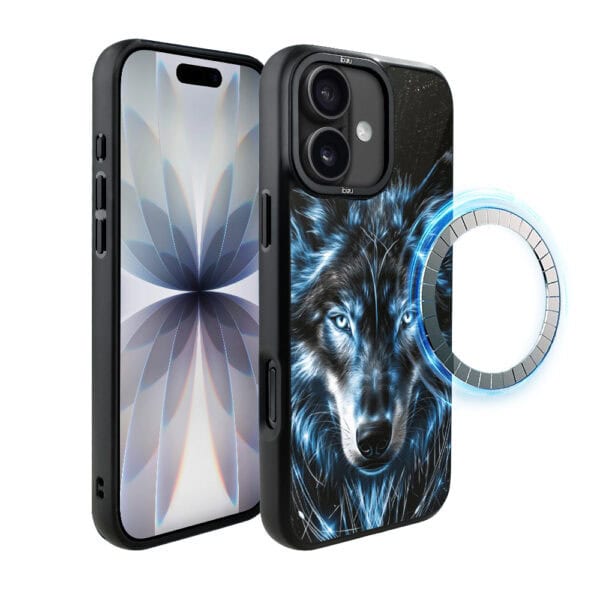 Etui do iPhone 17 IBIZU DropGuard Matt z MagSafe, Wilki, Lodowy wilk