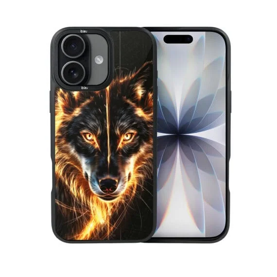 Etui do iPhone 17 IBIZU DropGuard Matt z MagSafe, Wilki, Ognisty wilk (2)