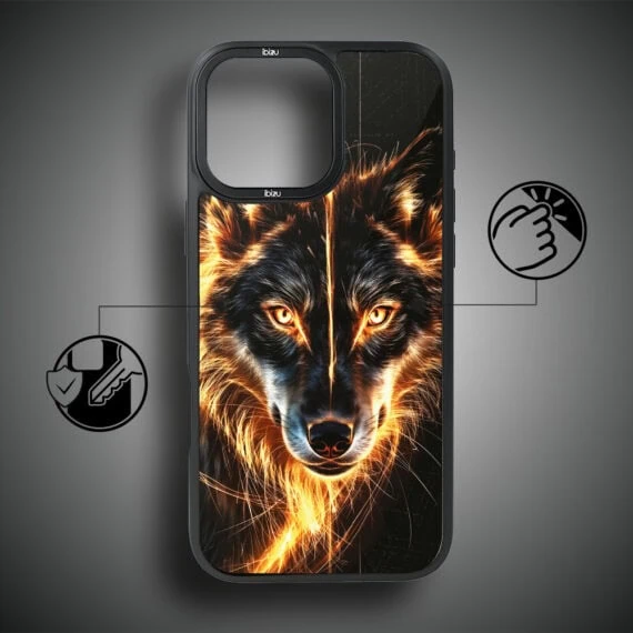 Etui do iPhone 17 IBIZU DropGuard Matt z MagSafe, Wilki, Ognisty wilk (8)