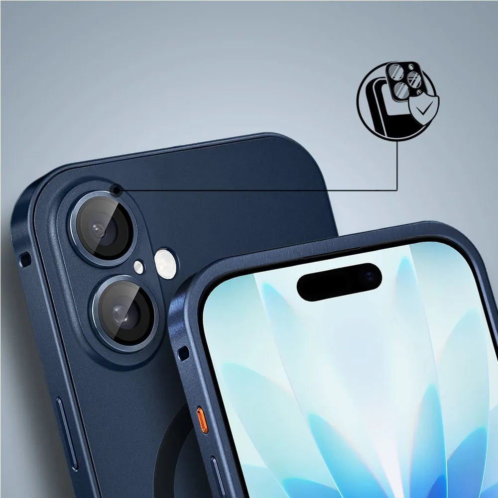 Etui do iPhone 17 Metal Solid MagSafe, pełny tył z metalową ramką i osłoną aparatu, granatowe (9)