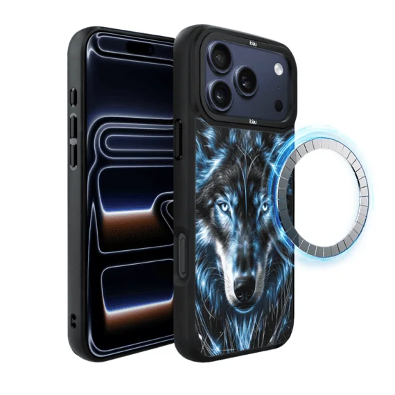 Etui do iPhone 17 Pro Max IBIZU DropGuard Matt z MagSafe, Wilki, Lodowy wilk (2)