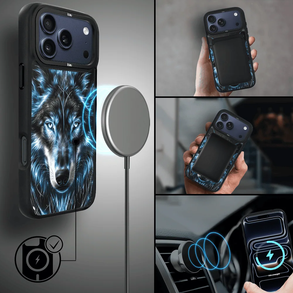 Etui do iPhone 17 Pro Max IBIZU DropGuard Matt z MagSafe, Wilki, Lodowy wilk (8)