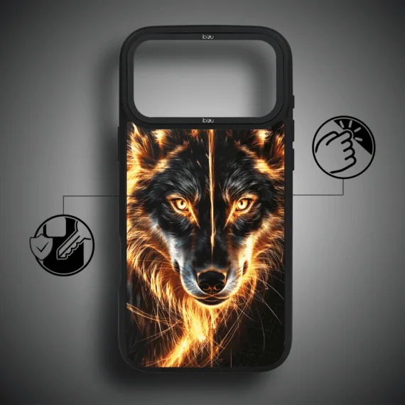 Etui do iPhone 17 Pro Max IBIZU DropGuard Matt z MagSafe, Wilki, Ognisty wilk (2)