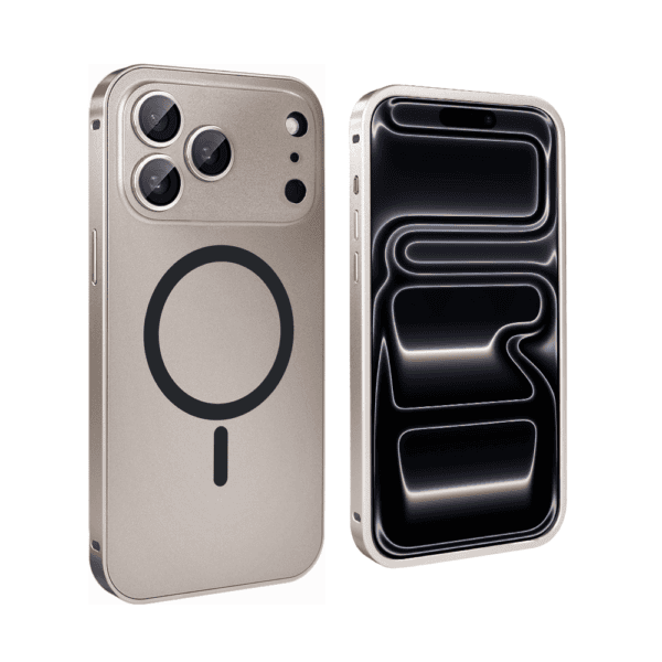 Etui do iPhone 17 Pro Metal Solid MagSafe, pełny tył z metalową ramką i osłoną aparatu, pustynny brąz
