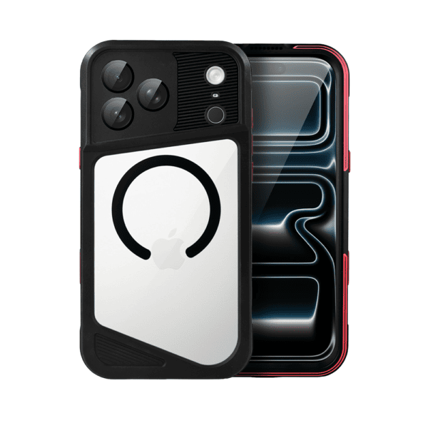 Etui do iPhone 17 Pro Max TOTAL Protect z MagSafe, wodoodporne, metalowe, przeźroczyste, czarne