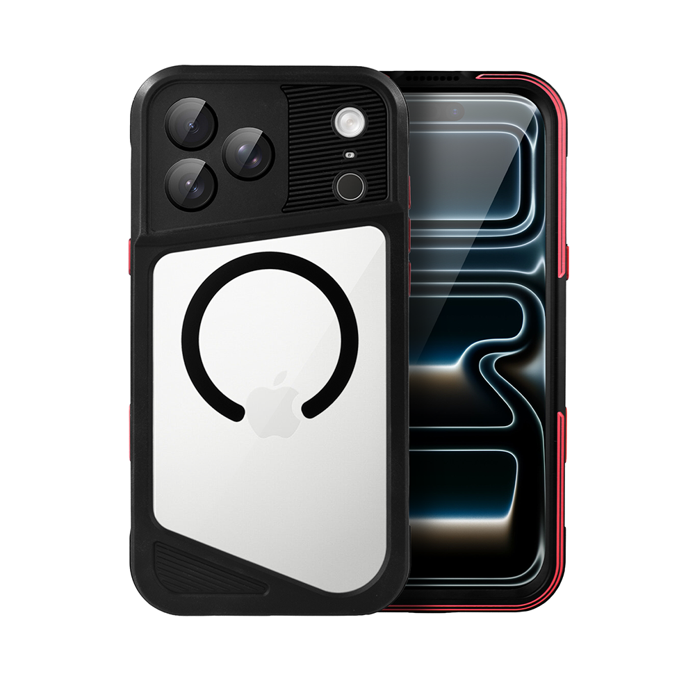 Etui do iPhone 17 Pro Max TOTAL Protect z Magsafe, wodoodporne, metalowe, przeźroczyste, czarne Obszar kompozycji 1