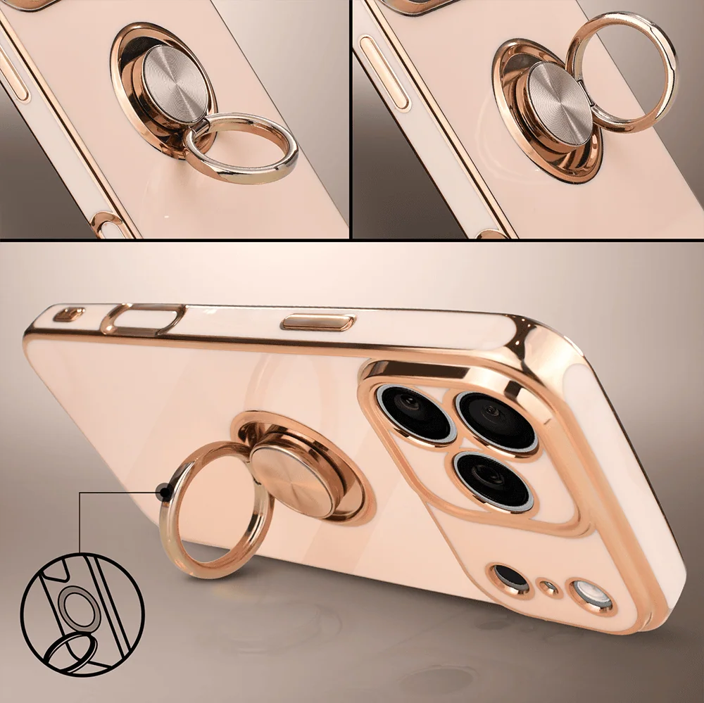 Etui do iPhone 17 Pro Max eleganckie, ze złotym, met uchwytem i zdobieniami, nowe (4)