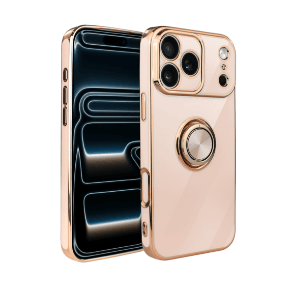 Etui do iPhone 17 Pro Max eleganckie, ze złotym, met uchwytem i zdobieniami, nowe (5)