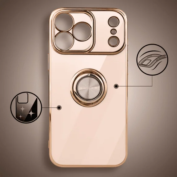 Etui do iPhone 17 Pro Max eleganckie, ze złotym, met uchwytem i zdobieniami, nowe (7)