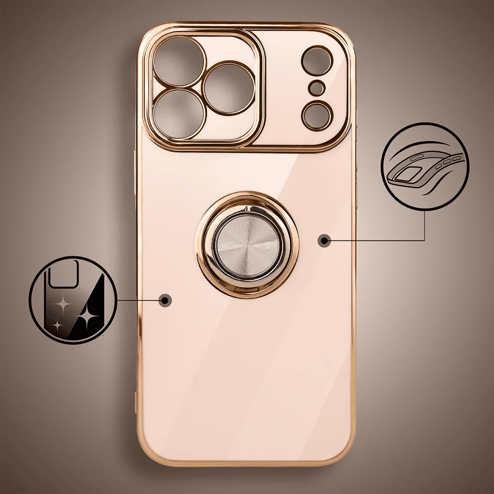 Etui do iPhone 17 Pro Max eleganckie, ze złotym, met uchwytem i zdobieniami, nowe (7)