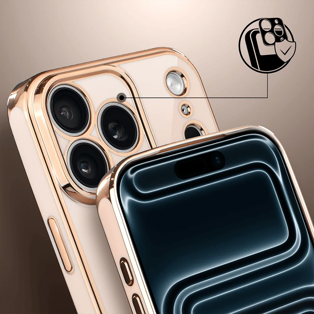 Etui do iPhone 17 Pro Max eleganckie, ze złotym, met uchwytem i zdobieniami, nowe (9)