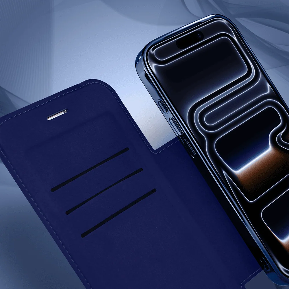 Etui do iPhone 17 Pro Max typu książka Book Magsafe Lens Protect, z klapką, granatowe (1)