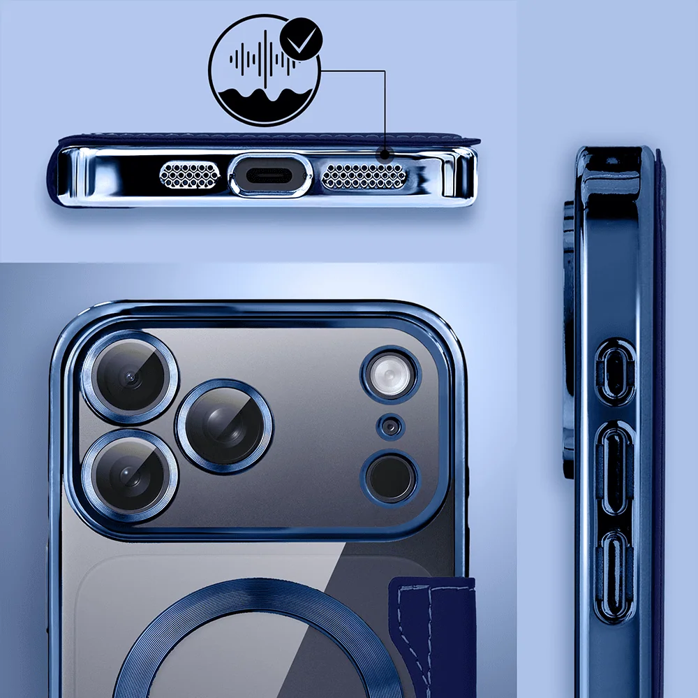 Etui do iPhone 17 Pro Max typu książka Book Magsafe Lens Protect, z klapką, granatowe (2)
