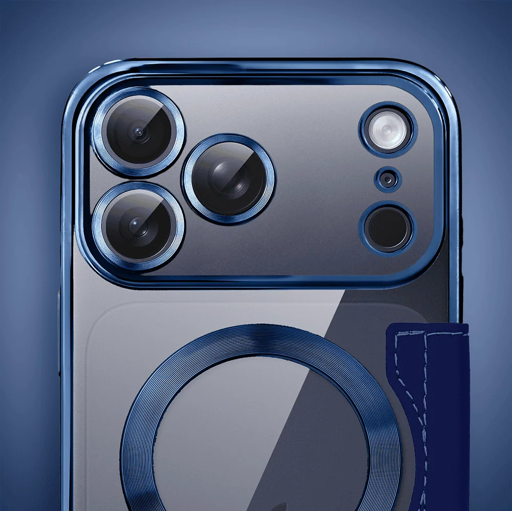 Etui do iPhone 17 Pro Max typu książka Book Magsafe Lens Protect, z klapką, granatowe (3)