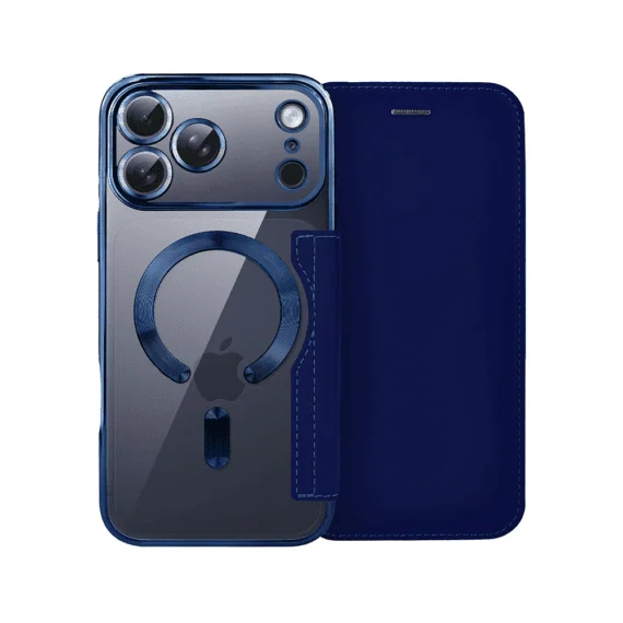 Etui do iPhone 17 Pro Max typu książka Book Magsafe Lens Protect, z klapką, granatowe (5)
