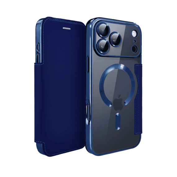 Etui do iPhone 17 Pro Max typu książka Book Magsafe Lens Protect, z klapką, granatowe (6)
