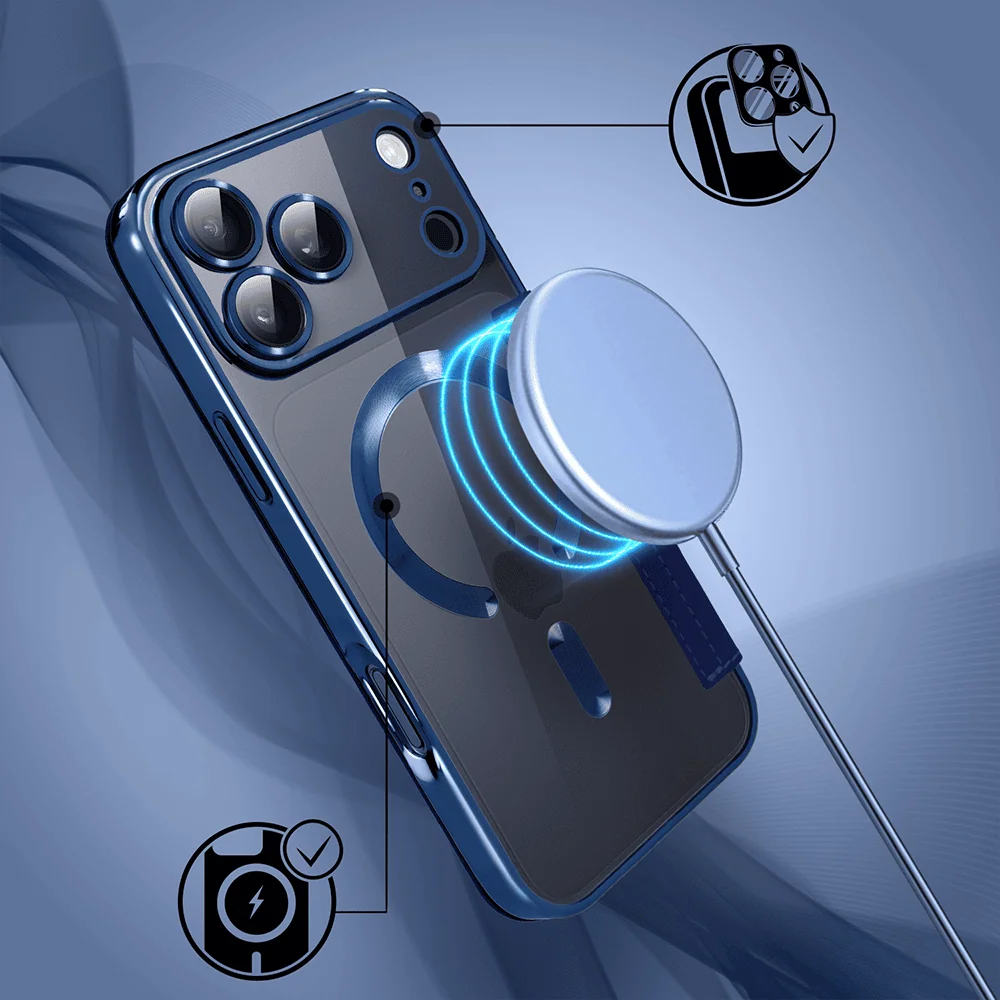 Etui do iPhone 17 Pro Max typu książka Book Magsafe Lens Protect, z klapką, granatowe (8)