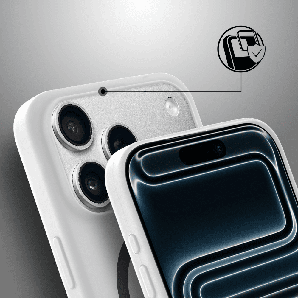 Etui do iPhone 17 Pro, silikonowe z MagSafe, mikrofibra soft touch, białe (2)