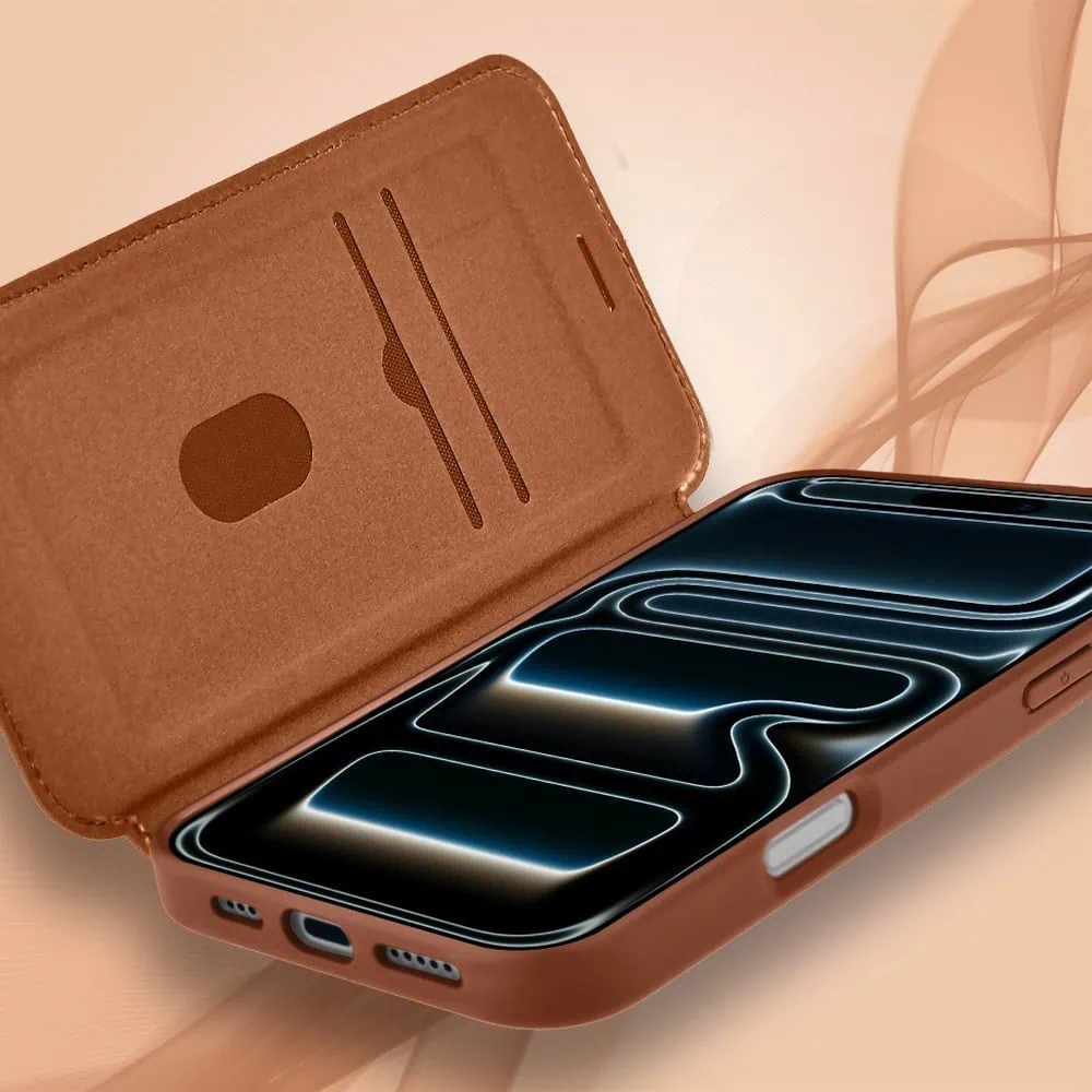 Etui do iPhone 17 Pro z klapką Solid MagSafe Book, typu książka, brązowe (1)