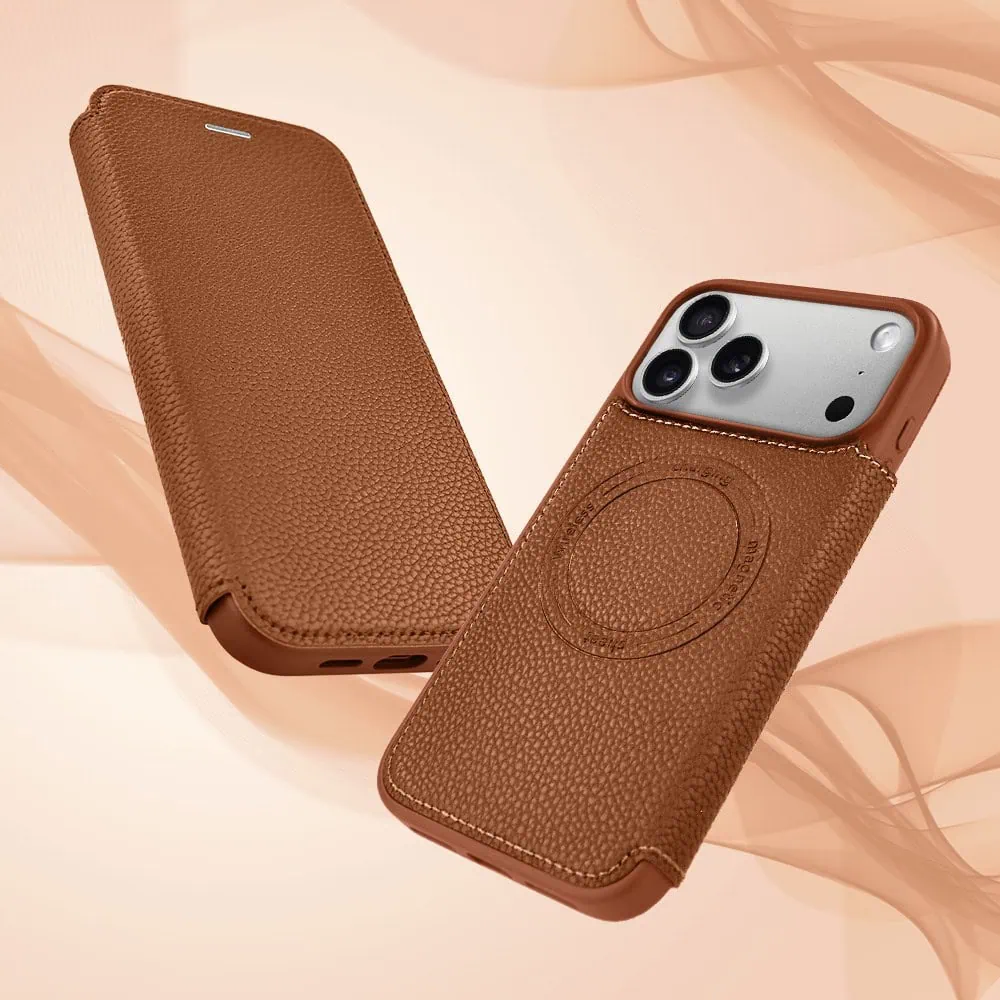 Etui do iPhone 17 Pro z klapką Solid MagSafe Book, typu książka, brązowe (10)