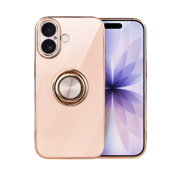 Etui do iPhone 17 eleganckie, ze złotym, metalowym uchwytem i zdobieniami, osłona na aparat, zł, no (9)