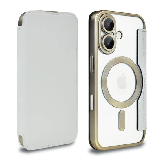 Etui do iPhone 17 typu książka Book Magsafe Lens Protect, z klapką, tytanowe (6)