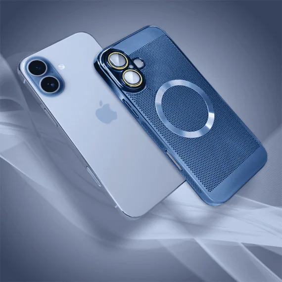 Etui do iPhone 17 z Magsafe, cienkie, twarde, oddychające, z osłoną aparatu, granatowe (1)