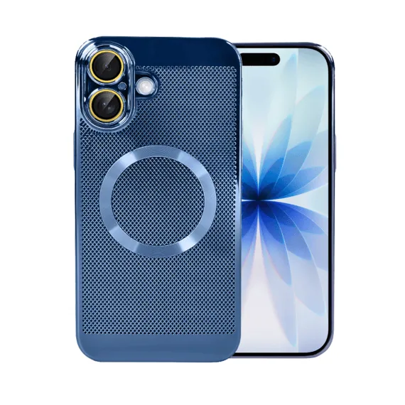 Etui do iPhone 17 z Magsafe, cienkie, twarde, oddychające, z osłoną aparatu, granatowe (5)