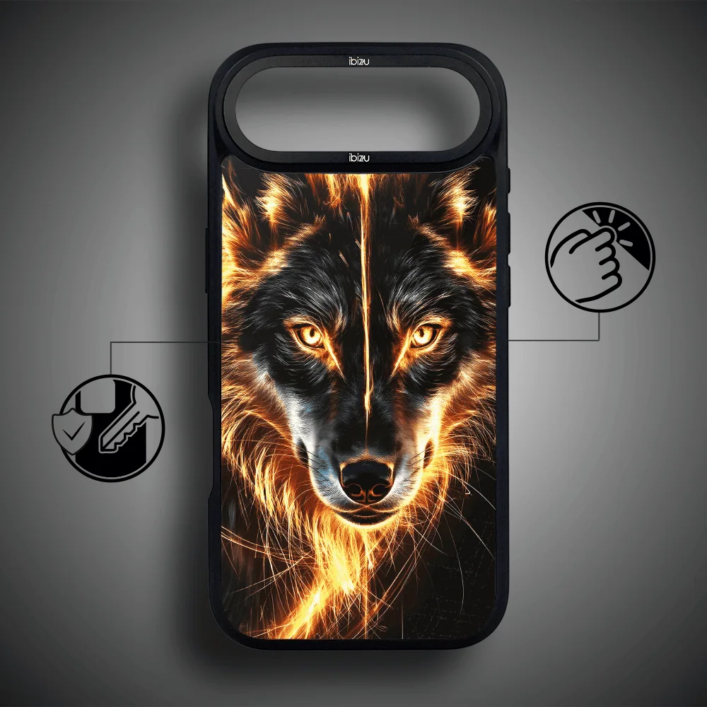 Etui do iPhone Air IBIZU DropGuard Matt z MagSafe, Wilki, Ognisty wilk (1)